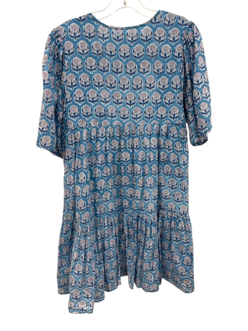 India Collection Emerson Fry Size XS/S Blue, White, Pink Cotton Split Neck Dress Blue, White, Pink / XS/S