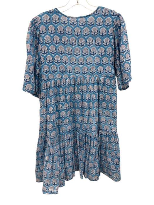 India Collection Emerson Fry Size XS/S Blue, White, Pink Cotton Split Neck Dress Blue, White, Pink / XS/S