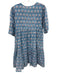 India Collection Emerson Fry Size XS/S Blue, White, Pink Cotton Split Neck Dress Blue, White, Pink / XS/S