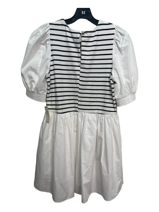 English Factory Size S White & Black Cotton Striped Keyhole Pockets Dress White & Black / S