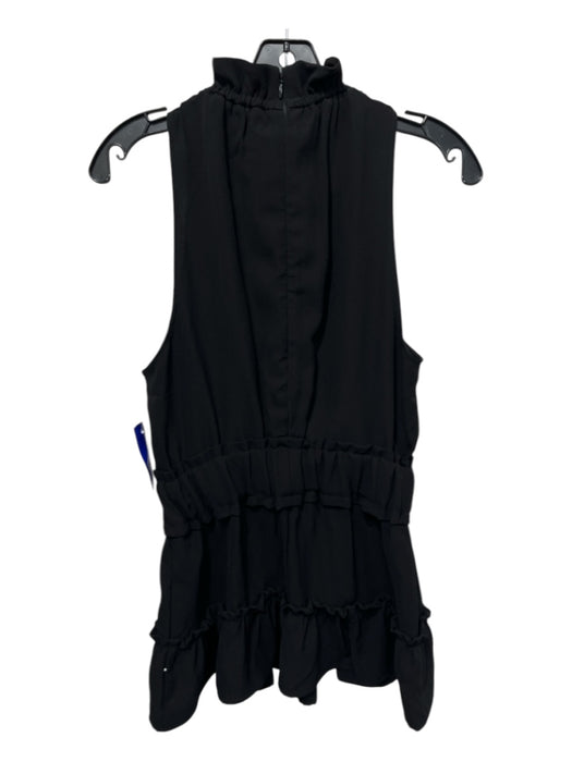 Pearl Size Small Black Polyester Sleeveless Ruffle Neckline Elastic Waist Dress Black / Small