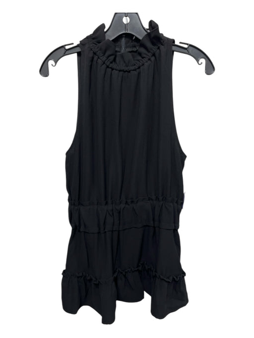 Pearl Size Small Black Polyester Sleeveless Ruffle Neckline Elastic Waist Dress Black / Small