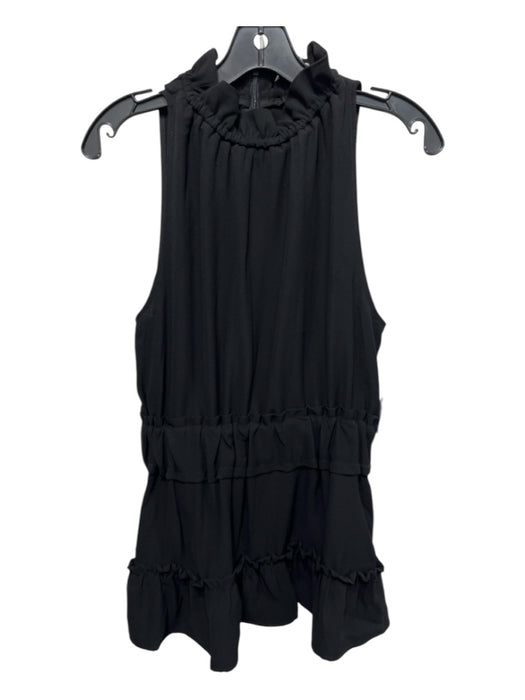 Pearl Size Small Black Polyester Sleeveless Ruffle Neckline Elastic Waist Dress Black / Small