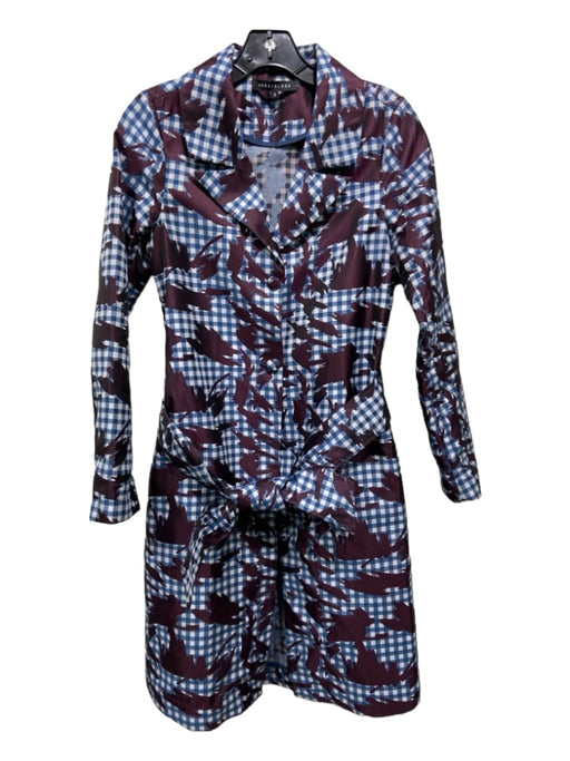 Abbey Glass Size S Blue & Maroon Checkered Collared Button Up Abstract Dress Blue & Maroon / S