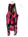 Abbey Glass Size XS Pink, Green & Black Polyester Tie Neck Sleeveless Top Pink, Green & Black / XS