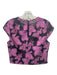 Abbey Glass Size M Black & Purple Polyester Floral Design Mesh Top Black & Purple / M