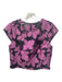 Abbey Glass Size M Black & Purple Polyester Floral Design Mesh Top Black & Purple / M