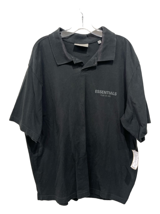 Essentials AS IS Size L Black Cotton Solid Logo Polo Men's Shirt L