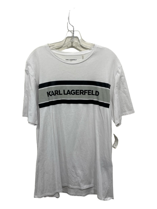 Karl Lagerfeld Size L Black & White Cotton logo Men's Short Sleeve L