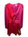 Milly Size 8 Red & Pink Polyester Satin Color Block Long Puff Sleeve Mini Dress Red & Pink / 8