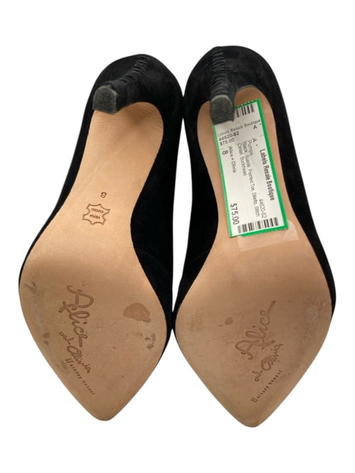 Alice + Olivia Shoe Size 8 Black Suede Pointed Toe Stiletto Stitch Detail Pumps Black / 8