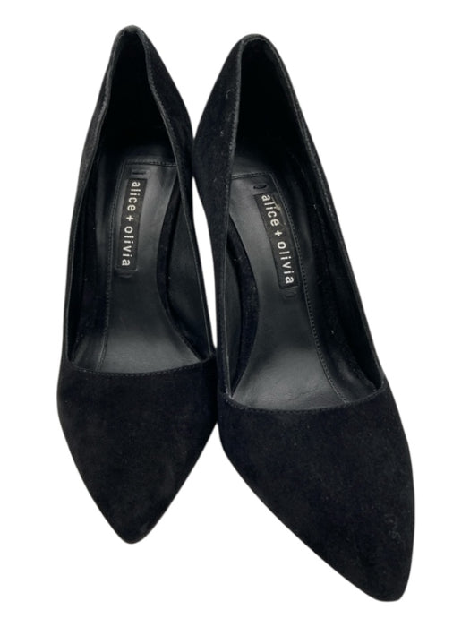 Alice + Olivia Shoe Size 8 Black Suede Pointed Toe Stiletto Stitch Detail Pumps Black / 8