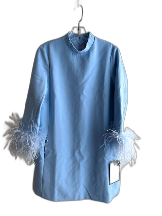 Tuckernuck Size S Light Blue Polyester feather hem High Neck Below Knee Dress Light Blue / S