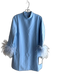 Tuckernuck Size S Light Blue Polyester feather hem High Neck Below Knee Dress Light Blue / S