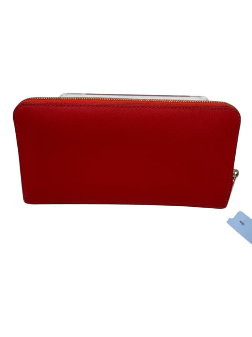 Michael Kors Red Orange Leather Zip Bifold Wallets Red Orange