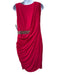 Aidan Mattox Size 6 Red Polyester Blend Beaded Waist Draped Mini Dress Red / 6