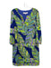 Trina Turk Size 12 Blue, Green & Purple Polyester V Neck Feather Print Dress Blue, Green & Purple / 12