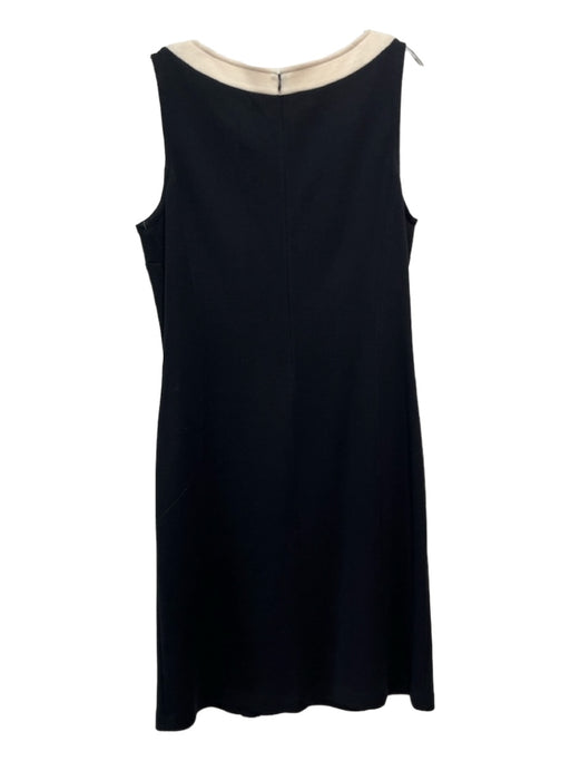 St. John Size 14 Black & Cream Wool Blend Back Zip color block Sleeveless Dress Black & Cream / 14