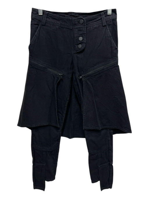 Nicholas K Size 0 Black Cotton Denim Button Fly Zip Detail Slim Fit Crop Jeans Black / 0