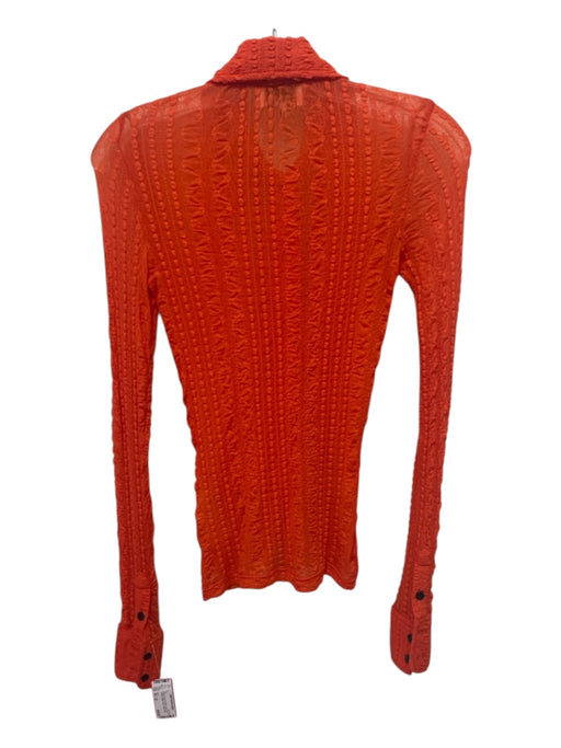Ganni Size XS / 32 Orange Polyamide Blend Semi Sheer Textured dagger collar Top Orange / XS / 32