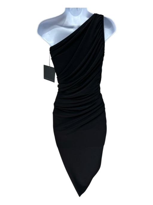 Norma kamali Size XS Black Polyester Blend Ruched Asymmetric Hem Mini Dress Black / XS