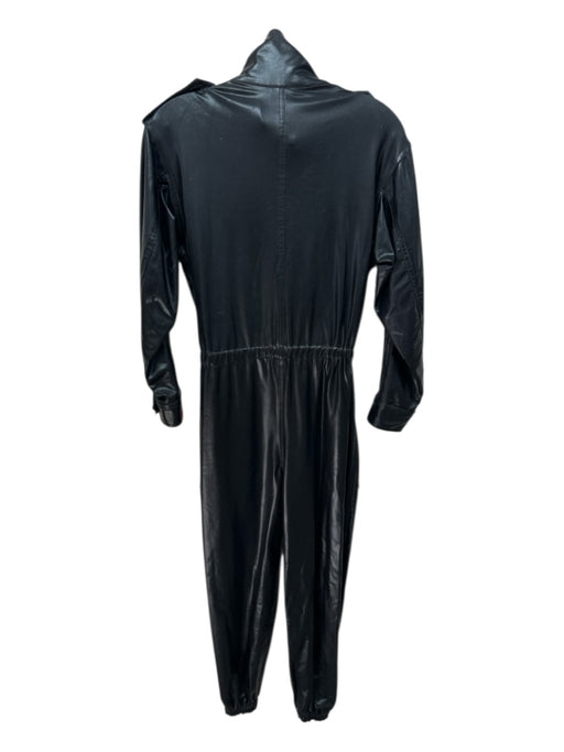 Norma kamali Size XXS Black Polyester Blend Faux Leather Zip & Velcro Jumpsuit Black / XXS