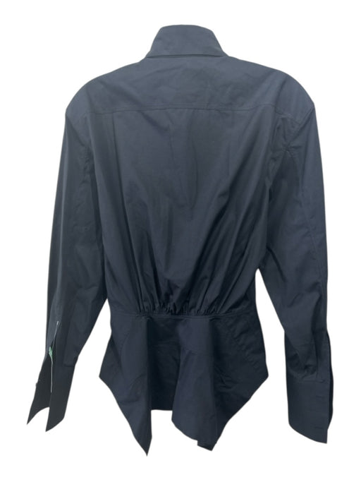 Alaia Size 36 Black Cotton Long Sleeve Button Up Peplum Top Black / 36
