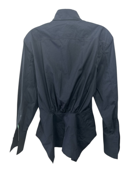 Alaia Size 36 Black Cotton Long Sleeve Button Up Peplum Top Black / 36