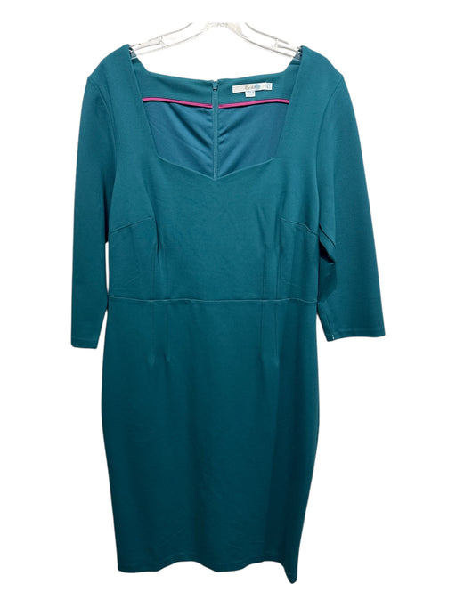 Boden Size 12L Deep Green Viscose Zip Back Sweetheart Neckline 1/2 Arm Dress Deep Green / 12L