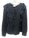Maeve Size 12 Black Linen V Neck Ruffles Long Sleeve Button Front Top Black / 12