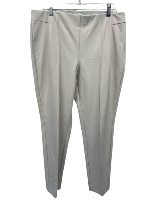 Lafayette 148 Size 14 Beige Poly Blend Slim Straight Elastic Waist Pants Beige / 14