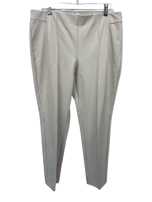 Lafayette 148 Size 14 Beige Poly Blend Slim Straight Elastic Waist Pants Beige / 14
