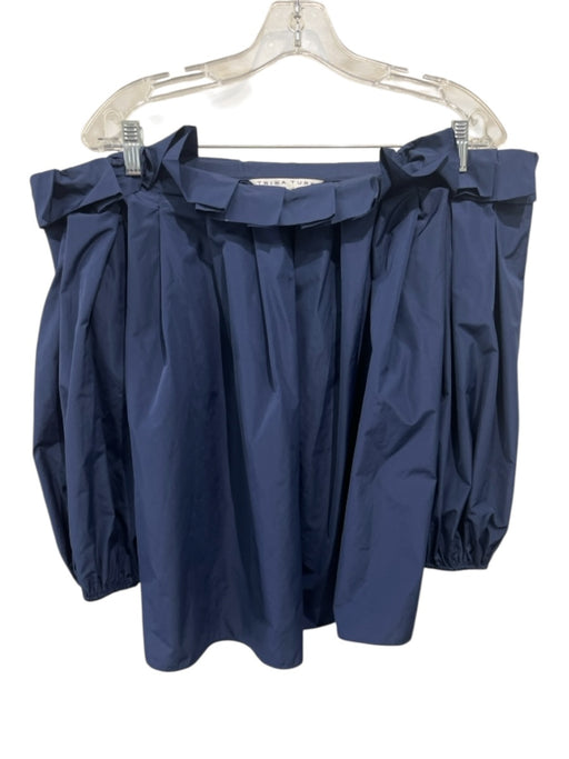 Trina Turk Size M Navy Polyester Off Shoulder Ruffles Top Navy / M