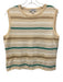 St. John Sport Size M Cream, Green & Gold Wool Blend Knit Horizontal Stripe Top Cream, Green & Gold / M