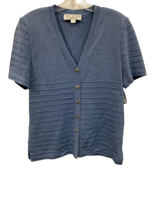 St. John Collection Size 8 Baby Blue Wool Blend Knit Short Sleeve Sweater Baby Blue / 8