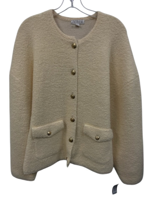 J. Crew Size L Cream & Gold Polyester Blend Knit Gold Button Detail Jacket Cream & Gold / L