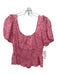 Wayf Size M Pink & White Rayon & Viscose Puff Sleeves Back Zip Top Pink & White / M