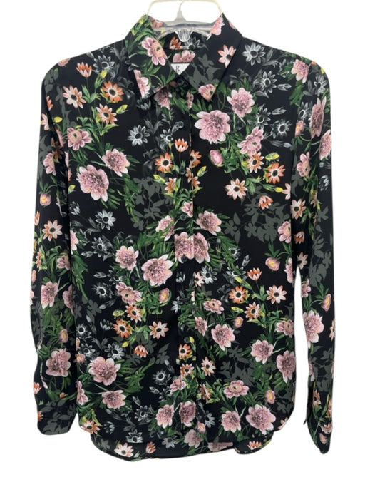 The Shirt Rochelle Behrens Size XS Black & Multi Polyester Floral Button Up Top Black & Multi / XS