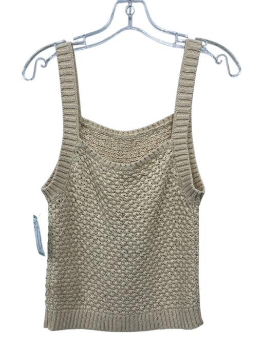 J. Crew Size M Yellow Beige Cotton Blend Knit Sleeveless Square Neck Tank Top Yellow Beige / M