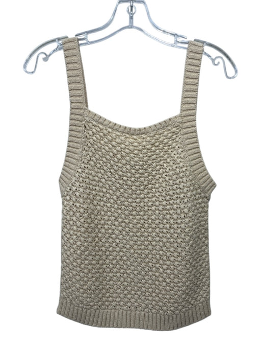 J. Crew Size M Yellow Beige Cotton Blend Knit Sleeveless Square Neck Tank Top Yellow Beige / M