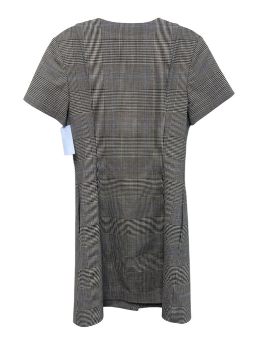 Theory Size S Black, White & Blue Wool Blend Houndstooth Plaid Paneled Dress Black, White & Blue / S