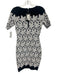 Milly Size S Black & White Rayon Blend Knit Floral Jacquard Short Sleeve Dress Black & White / S