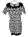 Milly Size S Black & White Rayon Blend Knit Floral Jacquard Short Sleeve Dress Black & White / S