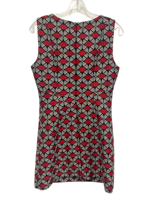 Milly Size 4 Black, White & Red Polyester Blend Sleeveless Notch Neck Dress Black, White & Red / 4