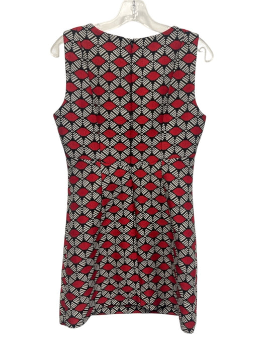 Milly Size 4 Black, White & Red Polyester Blend Sleeveless Notch Neck Dress Black, White & Red / 4