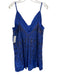 Free People Size S Blue & Bronze Polyester Beaded & Sequined V Neck Slip Dress Blue & Bronze / S