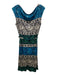 Tory Burch Size S Navy Blue, Green & White Silk Cap Sleeve Boat Neck Dress Navy Blue, Green & White / S