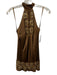 Walter Size 2 Brown Silk Beaded & Sequined Tie Neck Halter keyhole front Top Brown / 2