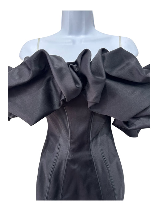 House of London Size XS Black Polyester Blend Off Shoulder Puff Shoulder Dress Black / XS