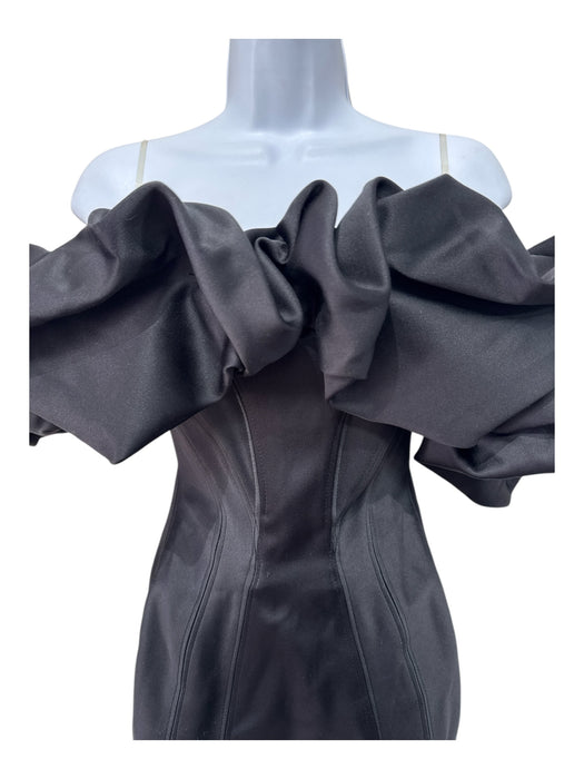 House of London Size XS Black Polyester Blend Off Shoulder Puff Shoulder Dress Black / XS